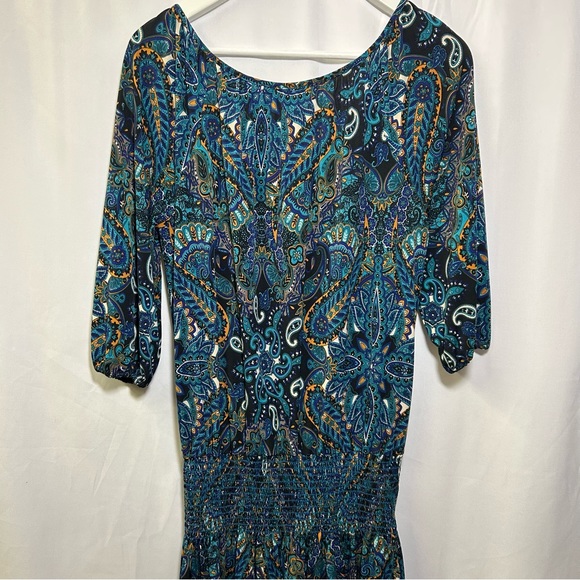 veronica m. Women’s 70’s Dress Paisley Mini Stretch Boho Dress Size S - Picture 3 of 4